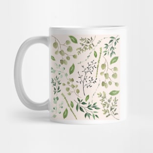 Green summer leaves watercolour pattern Mug